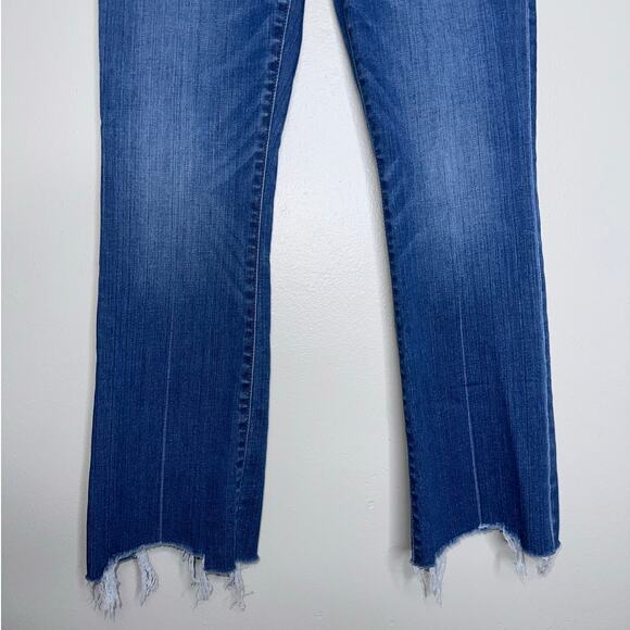 Madewell Cali Demi Boot Crop Jeans Frayed Hem Dark Wash Denim Size 26 - Picture 6 of 8